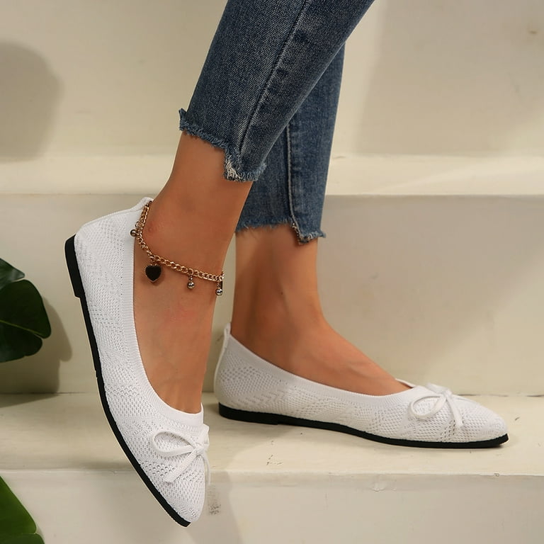 Women's Elegant Wide Width Pointed Toe Ballet Flats Breathable