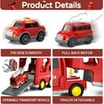 thumbnail image 5 of 8 Pcs Fire Toys Car Toys for Toddlers Truck Friction Power Toy Car Fire Rescue Truck, Ladder Truck, Helicopter Kids Toys Boys 3-5 Red, 5 of 7