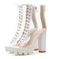 thumbnail image 2 of Vintage Clear High Heel Combat Boots for Women Christmas Party Open Peep Toe Transparent Platform Chunky Heels Mid Calf Ankle Booties, 2 of 4