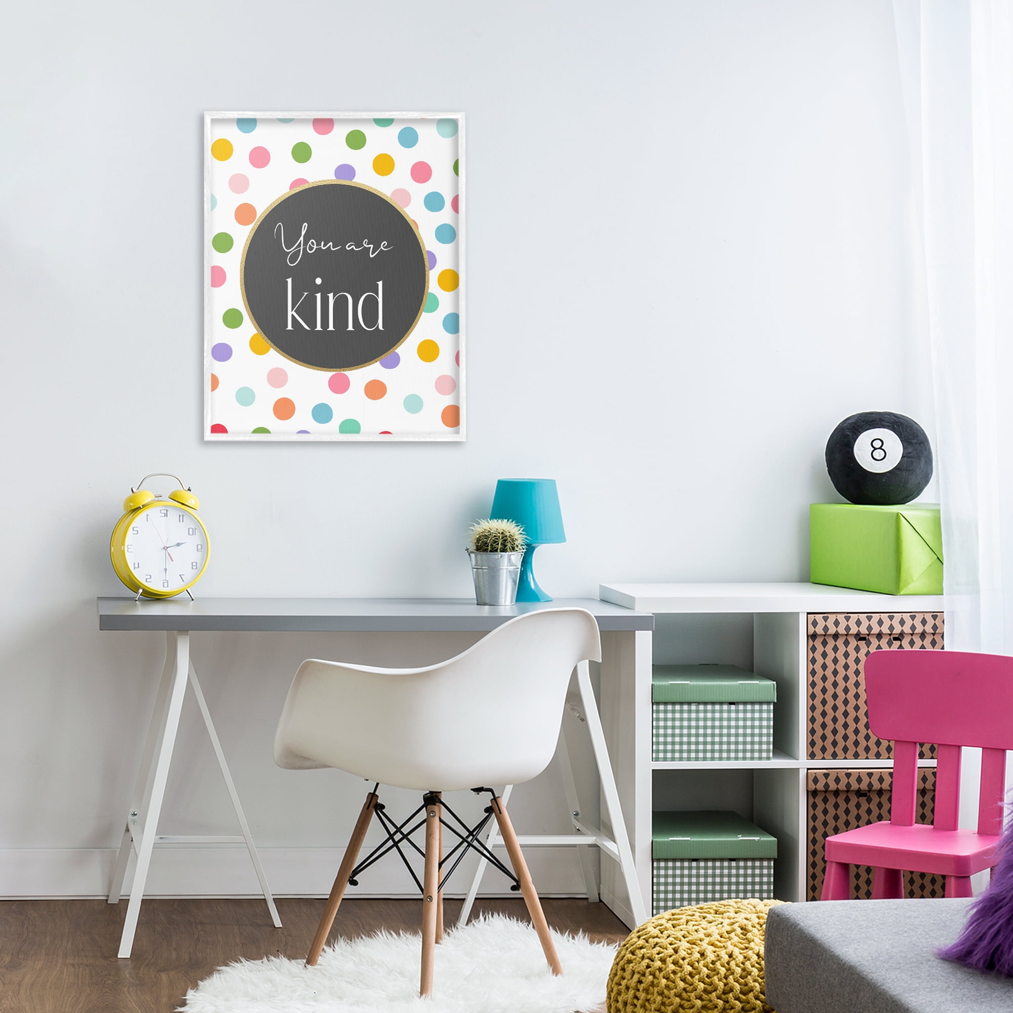 Stupell Industries You Are Kind Polka Dots White Framed Giclee Art, design by Christine Simpson Art