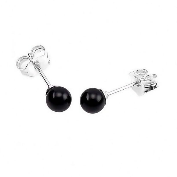 Black onyx stud earrings white gold Clearance
