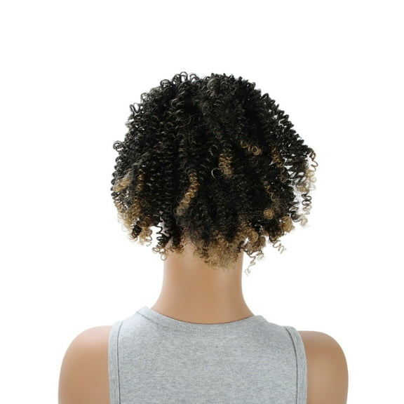 Unique Bargains 1 Pc Fluffy Ponytail Short Hair Hair Extensions High Temperature Fiber 9.8IN Hair Extension Tape Brown-yellow Gradient for Women