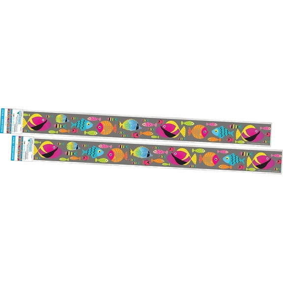 Barker Creek Double-Sided Border 2-Pack, Kai Ola Tropical Fish, Decorate Galore with 70' of Border, Coordinating Designs Printed On Both Sides for Twice The Value, 3" x 70' (4308)