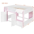 thumbnail image 2 of Harper & Bright Designs Full House Loft Bed with Playhouse, Modern Wood Cabin Bed with Storage Cabinets and Under Bed Play Area for Boys & Girls Bedroom, White+Pink, 2 of 20