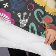 thumbnail image 3 of Oversized Wearable Blanket Hoodie,Multicolor Cartoon Floral Pattern Sherpa Blanket Hoodie with Super Pockets,Super Warm Fuzzy Pullover for Women & Men, 3 of 6