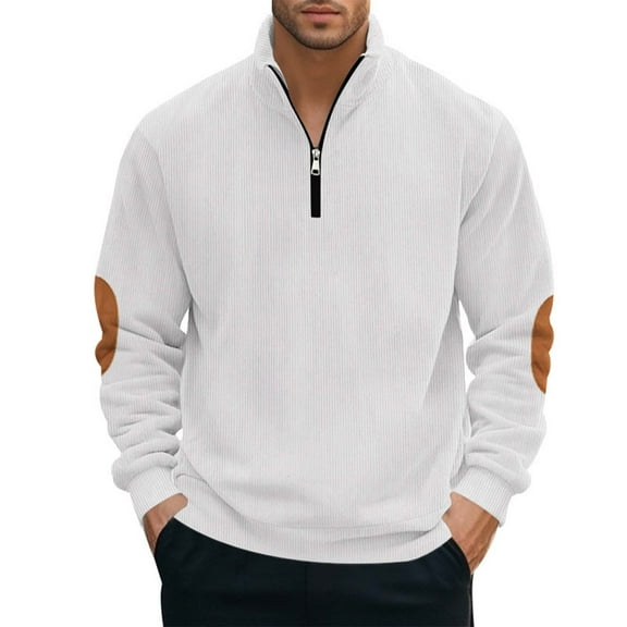 Maplenight Men's Warm Corduroy Sweatshirt Fall Winter Quarter Zip Trendy Pullover Sweatshirts Relaxed Fit Long Sleeve Shirts