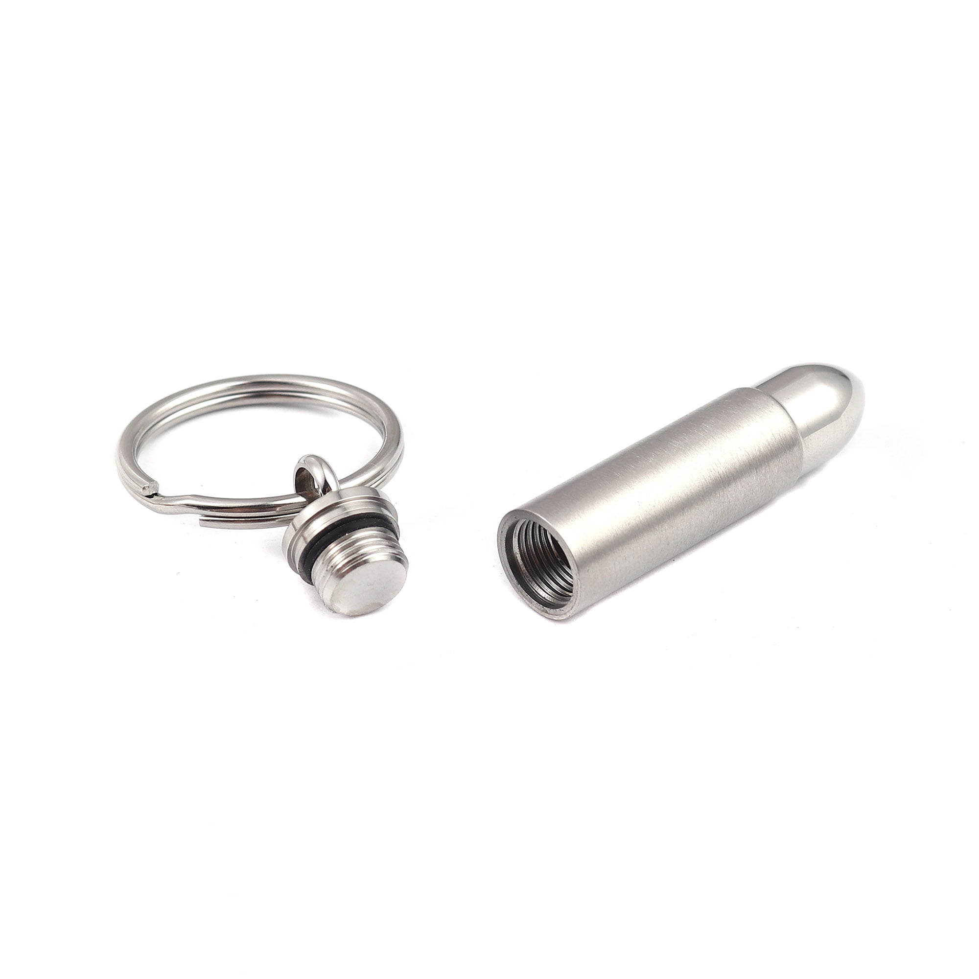 Silver Stainless Steel Bullet Pendant Cremation Urn Keychain Cremation Urn for Human Ashes Key Ring Memorial Keepsake Jewelry with Free Funnel Kit and Velvet Jewelry Box