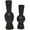 Black Fluted Round Solid Abstract Trumpet S/2 24", 20"H, variant on DecMode 24", 20"H Abstract Fluted Round White Ceramic Vase, Set of 2