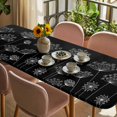 thumbnail image 3 of Black Dandelion Table Cloths for 8 Foot Rectangle Tables, Spring Modern Minimalist Country Flower Patio Waterproof Elastic Fitted Tablecloths, Washable Rectangular Table Cover for Camping, 3 of 8