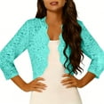 thumbnail image 5 of Purcolt Women's Sheer Floral Lace Cropped Cardigan Elegant Long Sleeve Open Front Shrug Top Summer Casual Jackets for Evening Dresses, 5 of 7