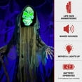 thumbnail image 4 of Life-Size 5.75 ft Animatronic Skeleton Reaper Holding Staff with Lights and Sound, Indoor/Covered Outdoor Halloween Decoration, HHSKEL-7FLSA, 4 of 16