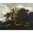 thumbnail image 2 of Jacob Salomonsz. van Ruysdael 17x15 Black Ornate Wood Framed Double Matted Museum Art Print Titled - A Road Through an Oak Wood, 2 of 5
