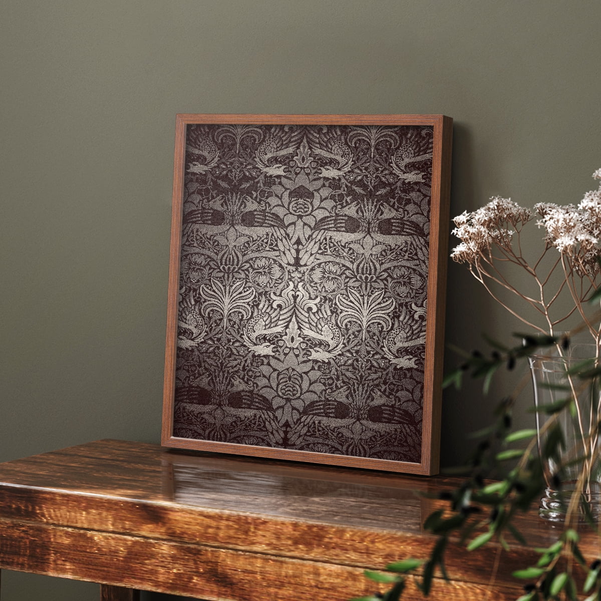 Vintage Abstract Print CXXXIX - 14in. x 11in. Vintage Framed Print in Walnut Wood Frame