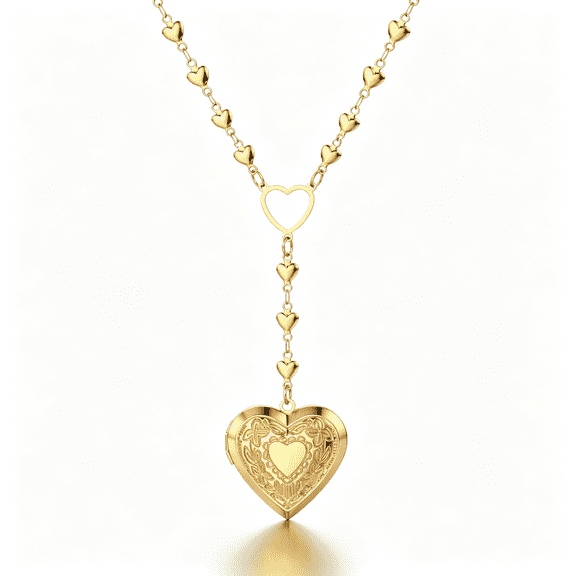 DESIGNICE Personalized Heart Locket Necklace for Women Stainless Steel Gold Locket- Heart Necklace