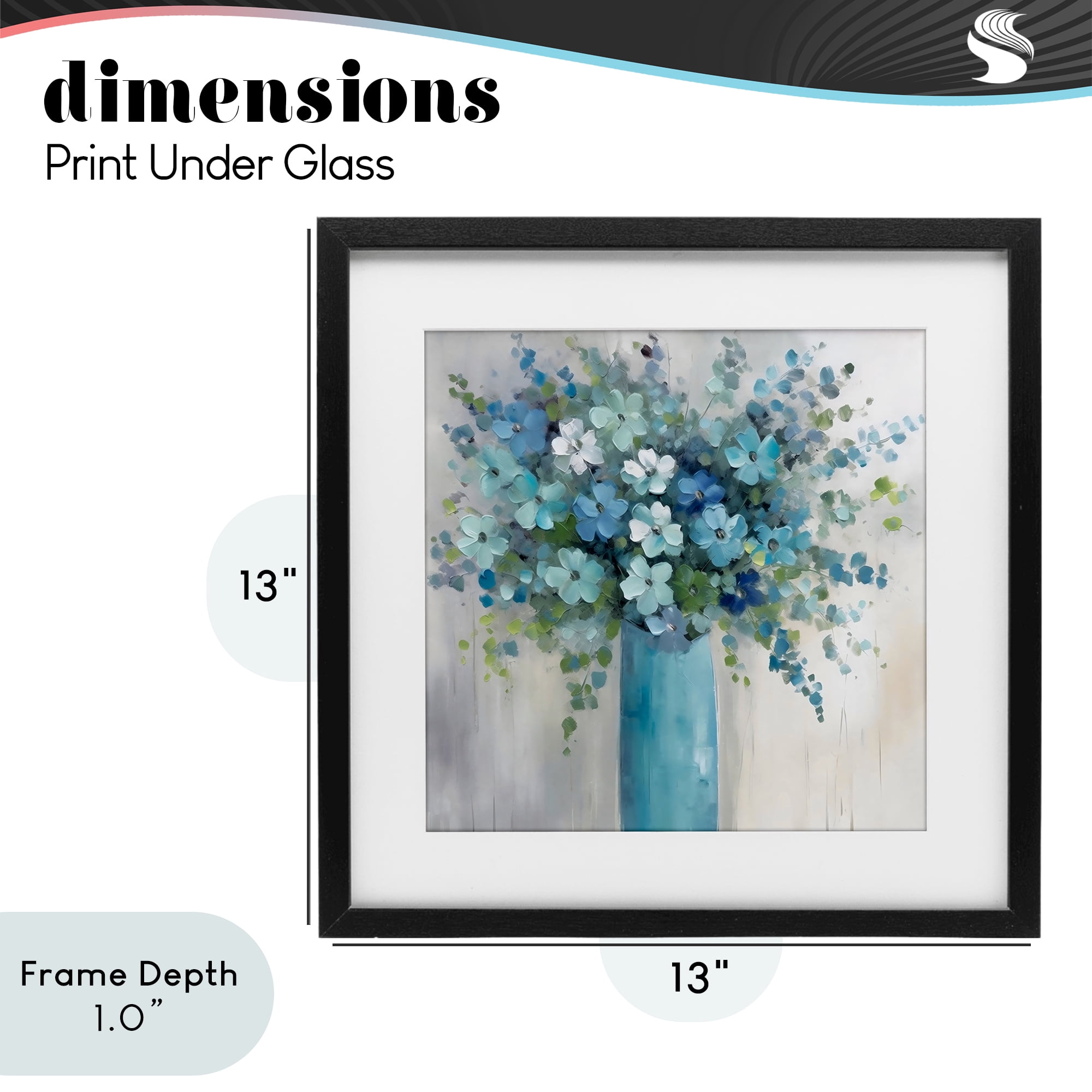 Stupell Industries Indigo Bouquet in Blue Vase Black Framed Print Under Glass, design by Creative Studio