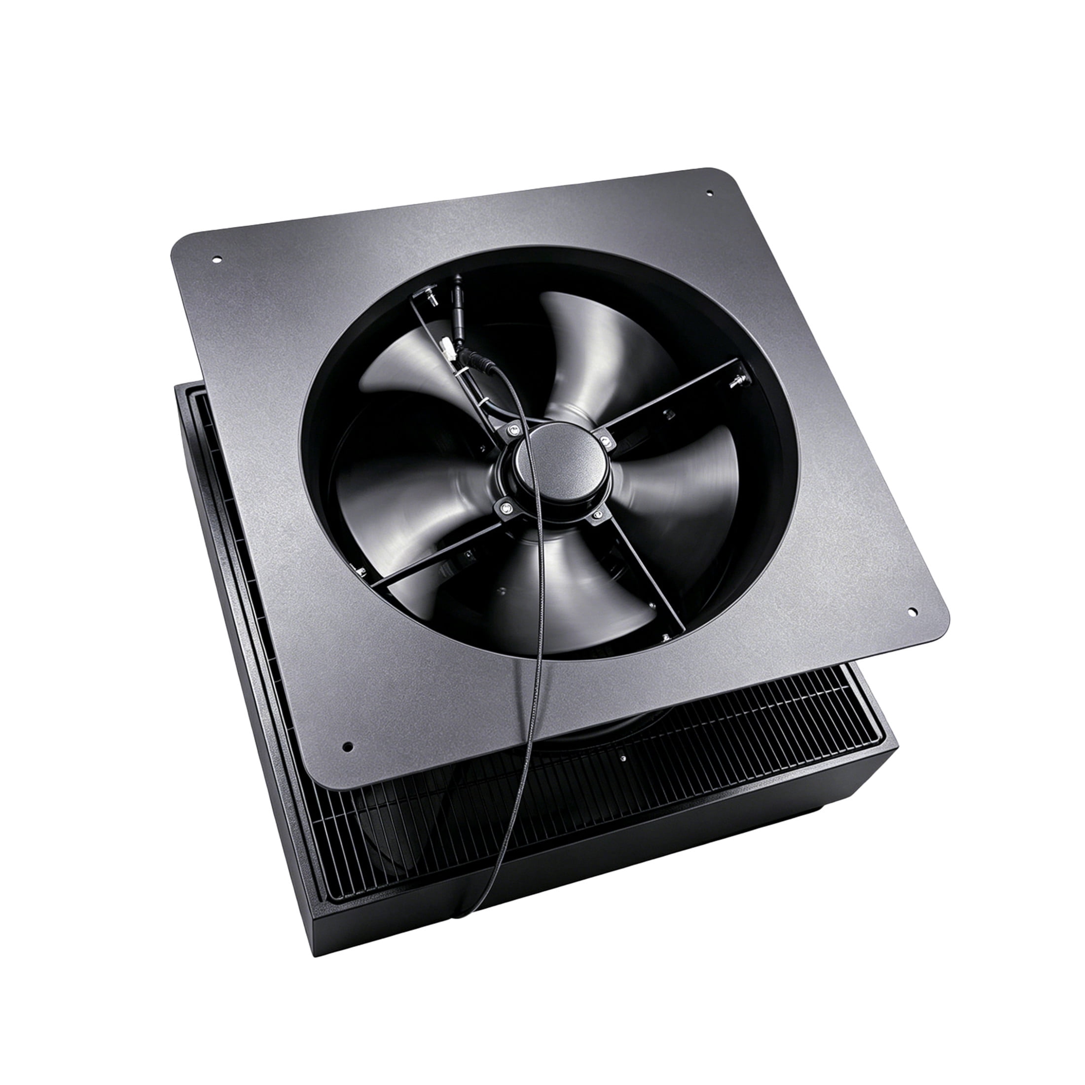 Noble House 12" Solar Roof Vent Fan, 40W Square Dual Power Attic Exhaust Fan with 3-Speed Remote, Black