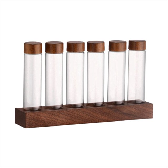 Soporte de Exhibición de Tubos de Ensayo de Vidrio Herramientas de Almacenamiento de un Solo Tubo Botella Dispensadora de Granos de Café Frasco Sellado de Café Granos B