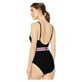 thumbnail image 2 of MSRP $98 Jessica Simpson Belted One-Piece Swimsuit Rainbow Rib Black Size Medium, 2 of 3
