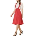 thumbnail image 4 of Unique Bargains Jupe Midi Plissée à Bretelles Rétro à Taille Élastique pour Femme Rouge m, 4 of 6