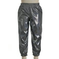 thumbnail image 3 of Xnihocha Kids Boys Girls Shiny Metallic Harem Pants Elastic Waistband Jazz Dance Trousers Loose Black 110, 3 of 6