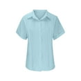 thumbnail image 6 of LEAVINGSUO 2026 50% off Clear! Womens Tops Fashion Woman Causal Button Solid Blouse Short Sleeve T-Shirt Summer Tops, 6 of 9