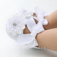 thumbnail image 5 of Baby Girls Mary Jane Flats with Bowknot Flowers Princess Wedding Dress Ballet Shoes Non-Slip Toddler First Walkers Newborn Crib Shoes, 5 of 7