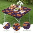 thumbnail image 4 of Halloween Pumpkins and Bats on Purple Square Fitted Tablecloth with Elastic Edge,Square Table Cover,Washable Elastic Table Cover for Home Kitchen Party Decor 36"x36", 4 of 6
