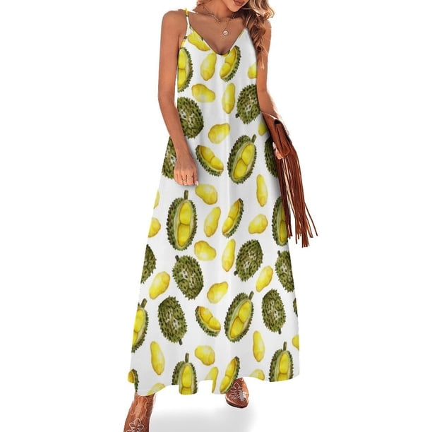 Vestido sin mangas con estampado de acuarela de fruta durian vestidos para eventos especiales vestido elegante