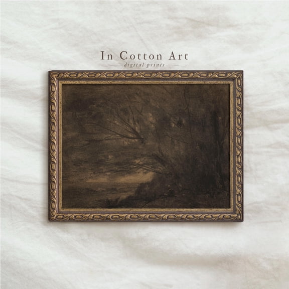 Moody Tree Charcoal Drawing Print / Vintage Dark Sketch Art / Antique Rustic Wall Art | D61 UNFRAMED Poster, Wall Art for Decor, Present, 8x12