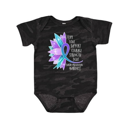 

Inktastic Suicide Prevention Awareness Purple Teal Sunflower Ribbon Gift Baby Boy or Baby Girl Bodysuit