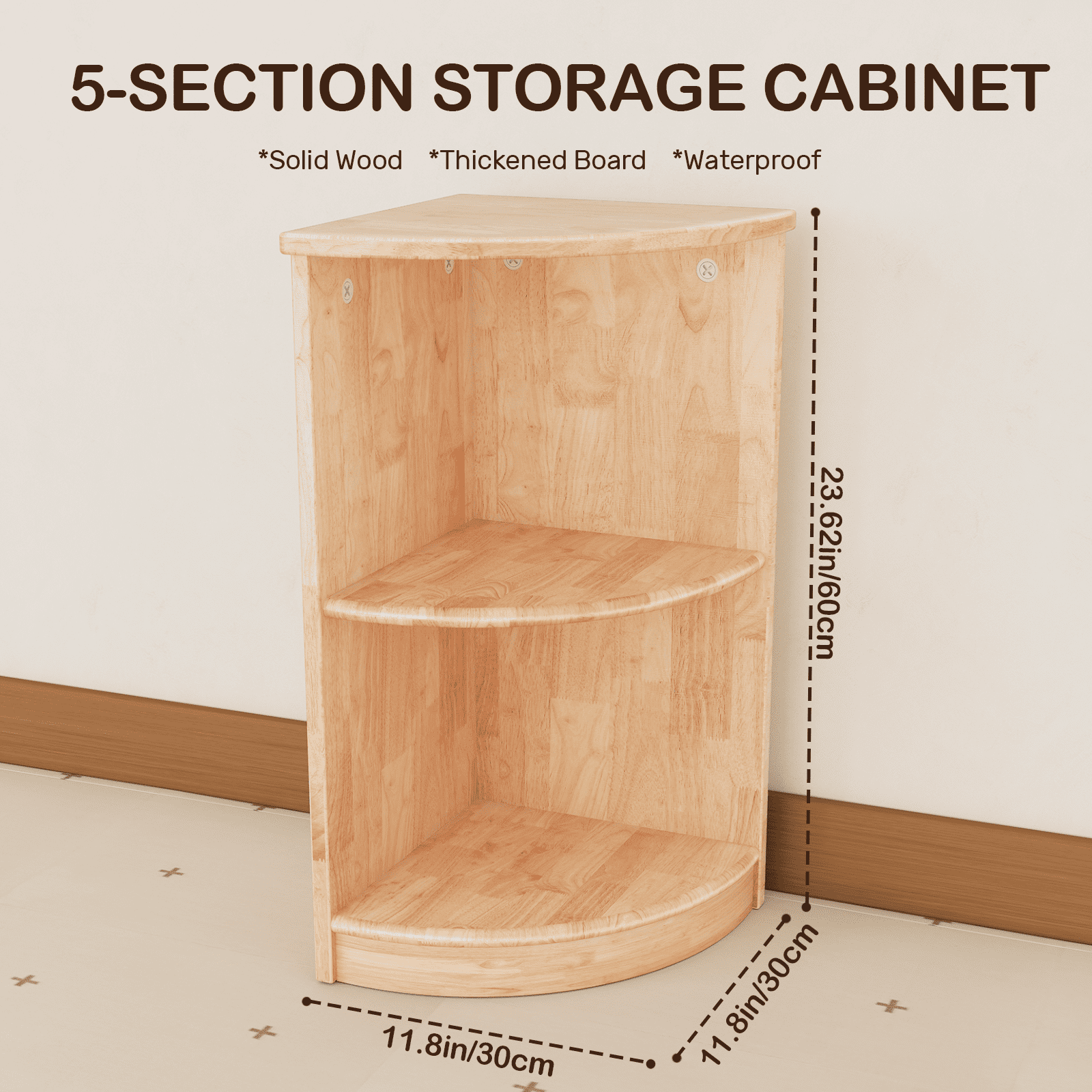 Sweet Time Corner Cabinet 2-Tier Toy Organizers and Storage, Rubber Wood Triangular Montessori Shelf for Kids Room, Playroom, Nursery, Classroom, Kindergarten