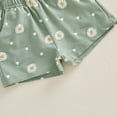 thumbnail image 5 of KPOPLK 6 9 12 Months 2T 3T 4T Baby Girl Summer Clothes Toddler Girl Casual Outfit Short Sleeve Daisy Print T-Shirt Shorts Set(18-24 Months,Green), 5 of 7