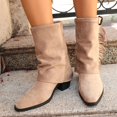 thumbnail image 2 of Mid Calf Boots For Women Chunky Heel Almond Toe Thick Sole Winter Boots Comfortable Versatile Dressy Shoes for Walking Casual Work Daily Wear, 2 of 10
