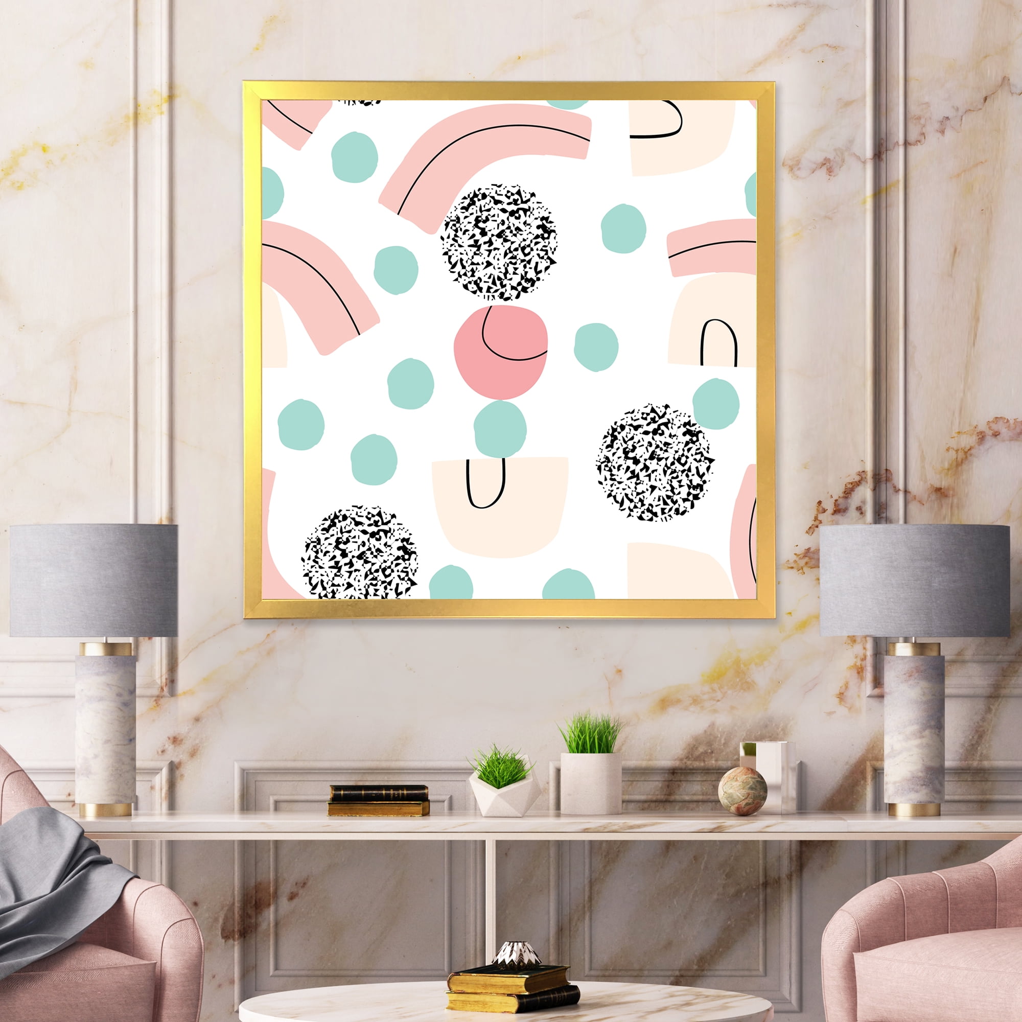 Designart 'Elements and Organic In Pastel Tones' Modern Framed Art Print