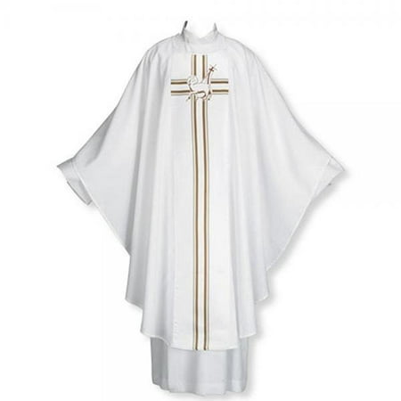 Lamb of God Chasuble 51 Inch White Polyester and Satin Vestment for