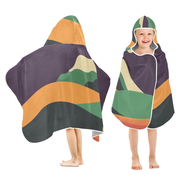 Yayeee Kids Hooded Towels Toddler Soft Absorbent Beach Bathing Wrap 50" x 23.5", Purple Mountain