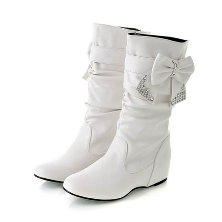 

Akiihool Boots for Women Fashion Women s Biker Boots Lace up Wide Calf Long Tall Embroidered Cowboy Boots (White 8.5)