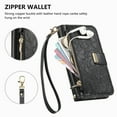 thumbnail image 5 of ELEHOLD Floral Embossed Leather Wallet Case for Samsung Galaxy A26 5G with Zipper Cash Slot, Card Holder Shockproof TPU Anti-Scratch Flip Stand Wallet Case Cover With Detachable Strap , Black, 5 of 12