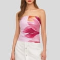 thumbnail image 2 of FYEGRE Strapless Tube Tops for Women Summer Y2K Floral Bandeau Cute Crop Tops Trendy Sleeveless Going Out Outfits Red L, 2 of 8