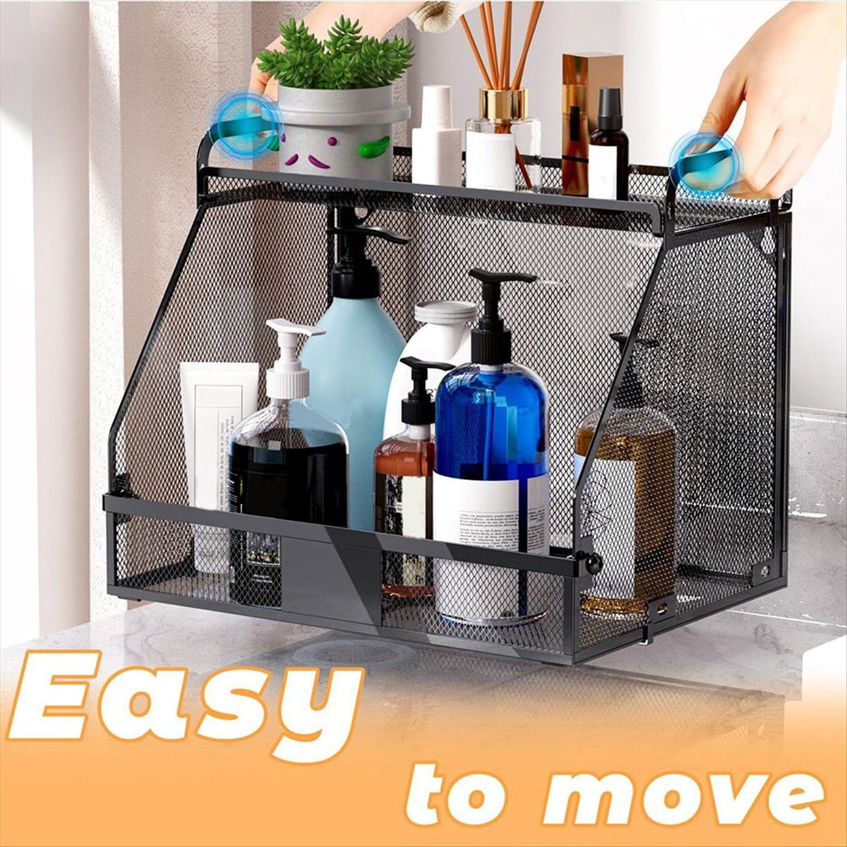 Hanging Fruit Basket for Kitchen, Kitchen Organizers and Storage Potato Onion Wall Baskets Pantry Black