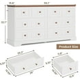 thumbnail image 2 of 55" Chest of Drawers Farmhouse Dresser with 8 Drawers for Bedroom, Wood Storage Cabinets with Thickened Panel for Living Room Hallway, White, 2 of 8