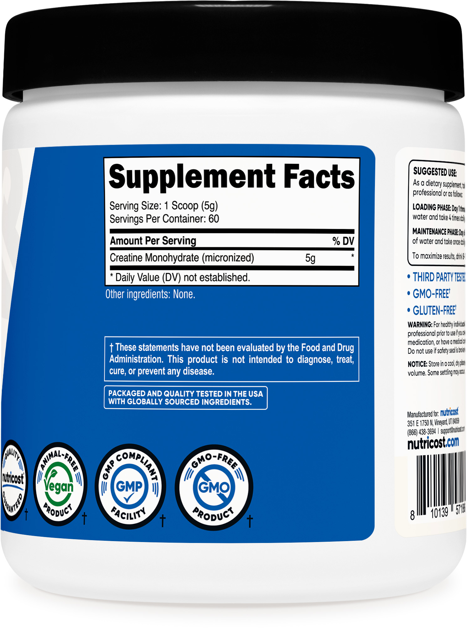 Nutricost Polvo de Creatina Monohidrato (300 Gramos) Sin Sabor - Creatina Monohidrato Micronizada, 5g por Porción 5