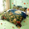thumbnail image 3 of Homewish Mushrooms Moon Landscape Twin Quilt Set,Fungus Plant Twin Coverlet Set,Green Yellow,Black Reversible,2-Piece, 3 of 7