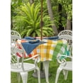 thumbnail image 4 of Outdoor Tablecloth with Umbrella Hole Zipper Colorful Stripe Round Tablecloth 54" Waterproof Outside Table Cloth Farmhouse Striped Modern Abstract Art Patio Table Cover Tablecloths for Picnic Party, 4 of 8
