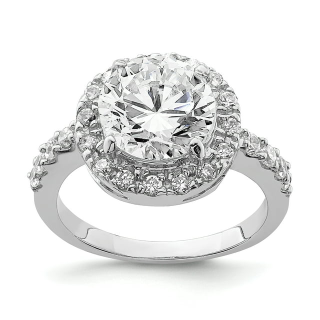 925 Sterling Silver Cubic Zirconia Cz Ring Engagement Halo