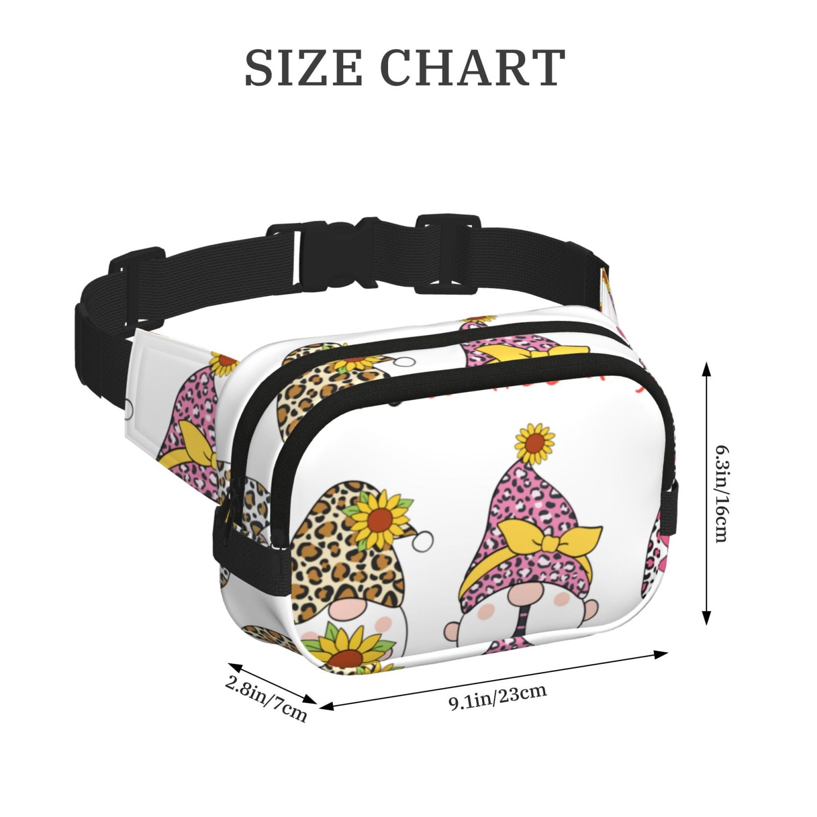 Picia Have a Nice Day Print Square Double-Layer Waist Bag Mini Adjustable Waist Belt Bag Exercise Running Travel Hiking