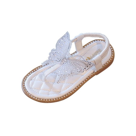 

Honeeladyy Toddler Kid Shoes Middle And Big Children Toddler Girls Rhinestone Butterfly Thong Sandals Soft Sole Princess Shoes Sandals Silver Sales