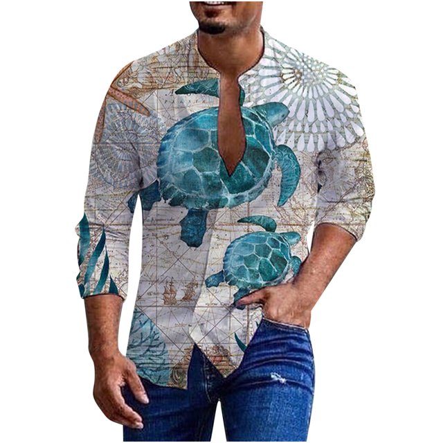 Nueva camiseta de manga larga con cuello levantado y estampado informal a la moda para hombre, camiseta de manga larga, blusa Pompotops oipoqjl34540