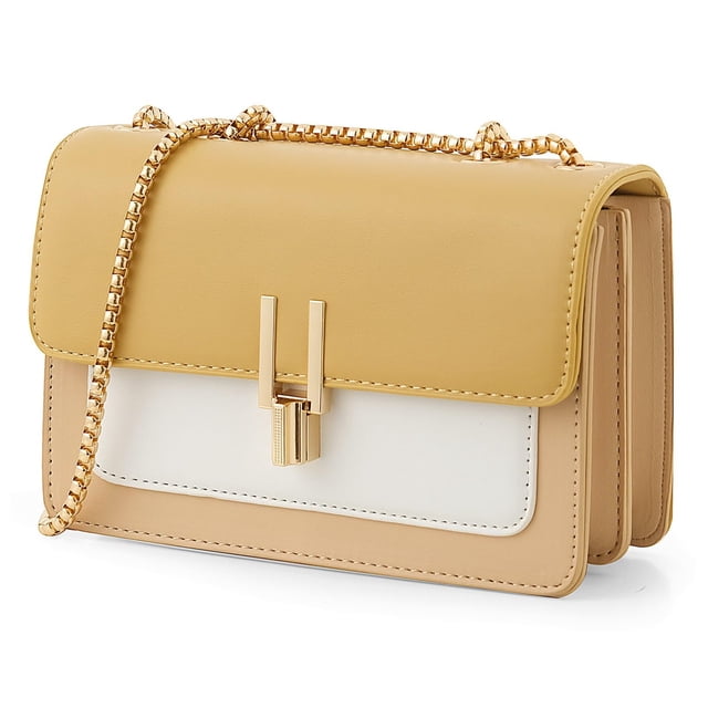 Bolsos cruzados con bloques de color para mujer, bolsos cruzados de cuero, bolsos lindos de diseñador, bolso de hombro, tamaño mediano