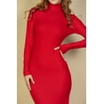 thumbnail image 2 of Ribbed Bodycon Midi Dress with Long Sleeves and Mock Neck, 2 of 7